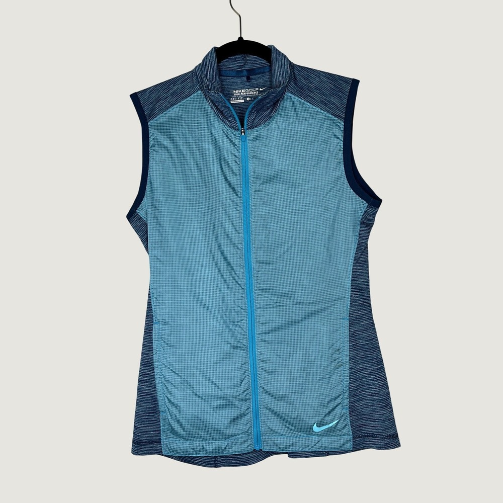 Nike Golf Vest Women Small Blue Tour Performance Dri-FIT Full Zip Sleeveless
